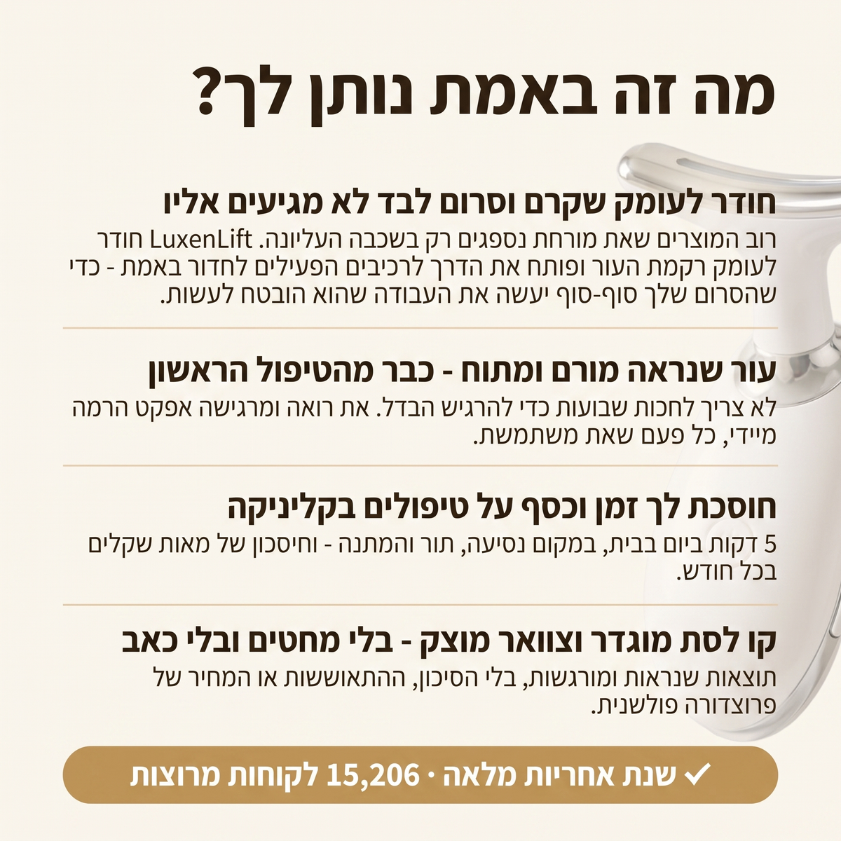 הרמה, מיצוק ופיסול העור בחמש דקות מהבית-LuxenLift
